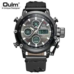 Oulm Черный Часы с двумя дисплеями Мужской Время цифровые спортивные часы будильник Дата многоцелевой водостойкий Наручные часы Человек