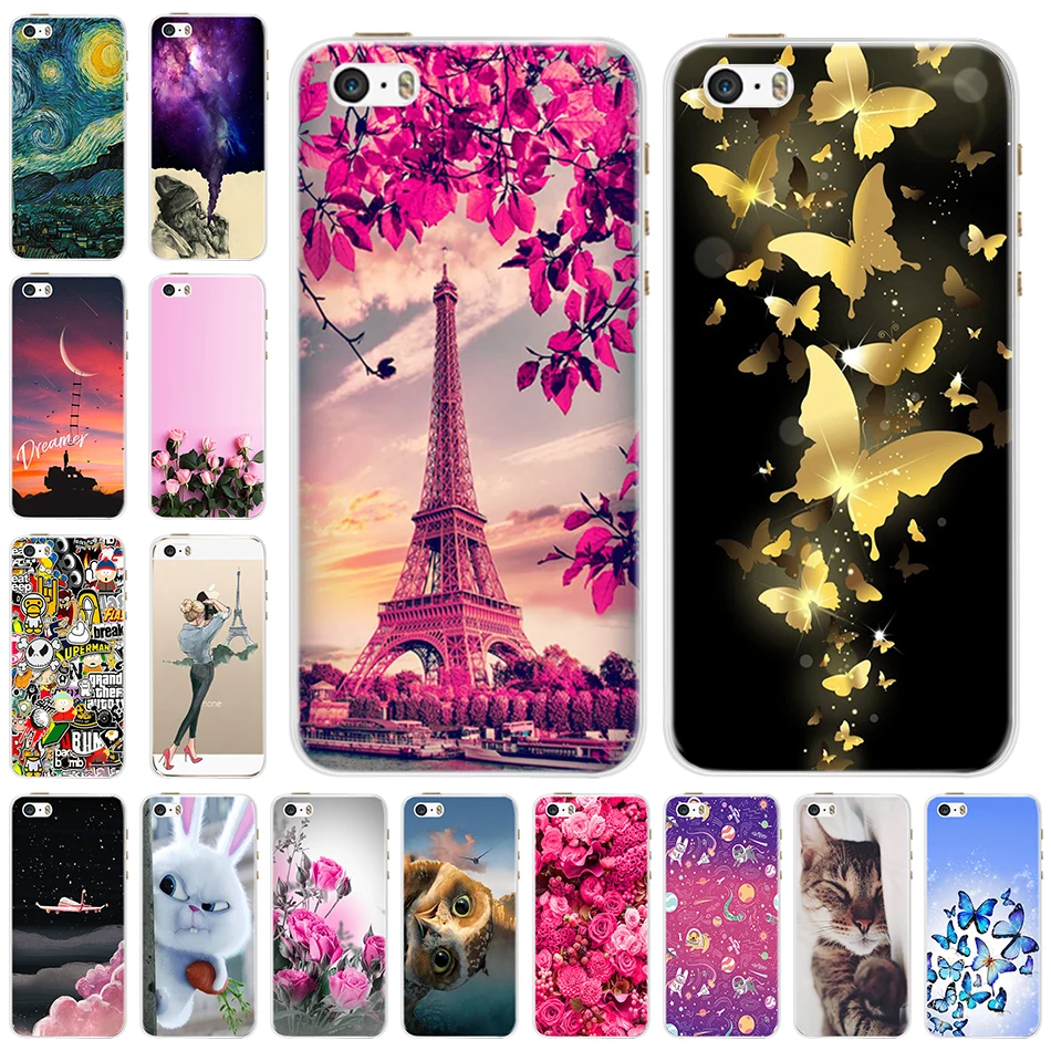 Cool Phone Case For Iphone 5 Case Cover Animals Printed Silicone Cute Soft Tpu Thin Shell Coupe For Iphone 5s Se 5c I5 Phone Bag Phone Case Covers Aliexpress