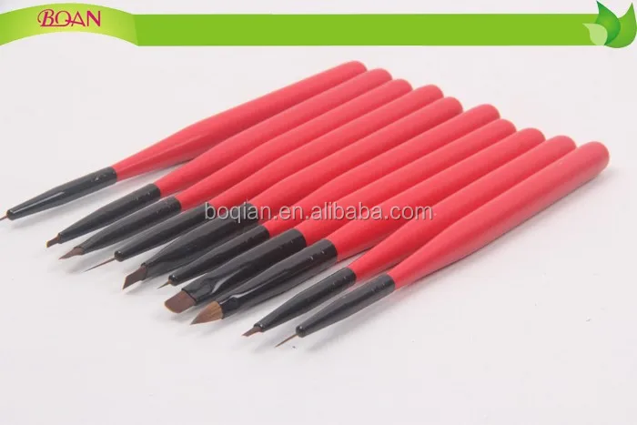 BQAN завод дизайн красный цвет ногтей кисти набор с деревянными ручками, мини набор щеточек для ногтей 10 шт./компл