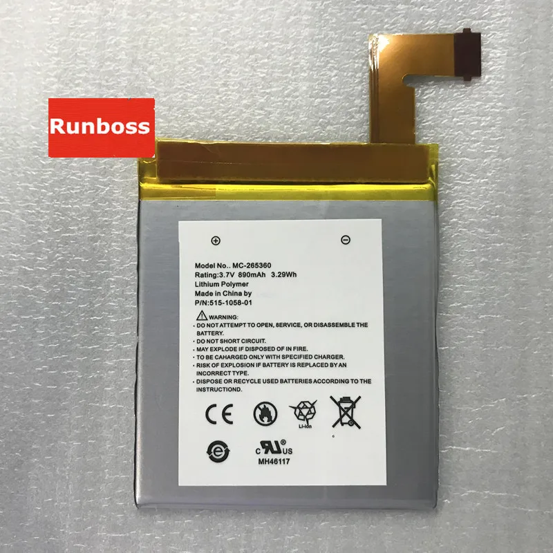 

Runboss Original Quality Battery MC-265360 for Amazon Kindle 4 D01100 S2011 890mAh Batteria
