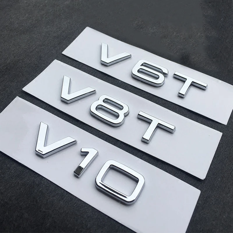 

V6T V8T V10 W12 Letter Number Emblem Glossy Black Car Styling Fender Side Rear Trunk Badge Logo Sticker for Audi TT RS7 SQ5 A8L