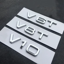 Emblema de número de letra para coche, pegatina negra brillante para guardabarros lateral y trasero, insignia de maletero, V6T, V8T, w10, W12, para Audi TT, RS7, SQ5, A8L