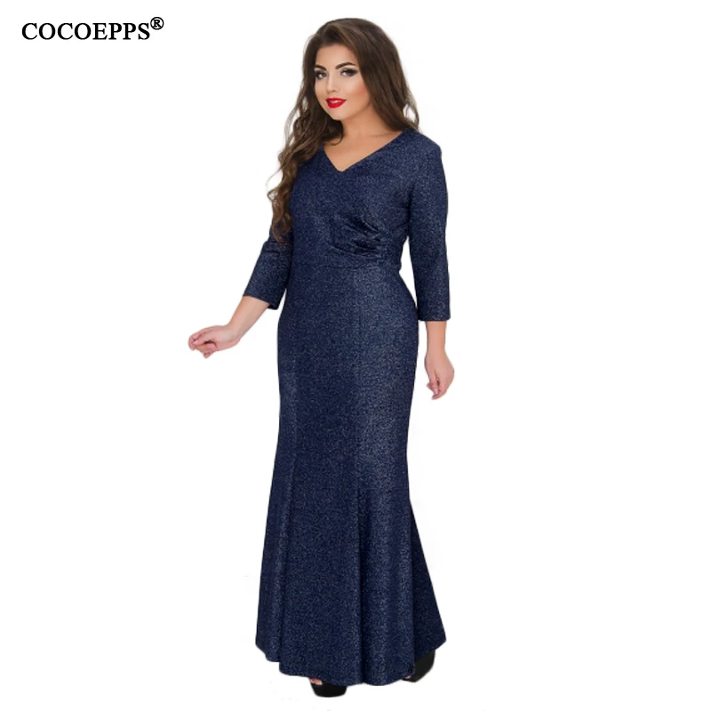5XL 6XL 2018 Big Size Mermaid Evening Party Long Dress Plus Size Autumn Witer maxi Dress Large Size Elegant women Dress blue 5XL 6XL 2018 Big Size Mermaid Evening Party Long Dress Plus Size Autumn Witer maxi Dress Large Size Elegant women Dress blue
