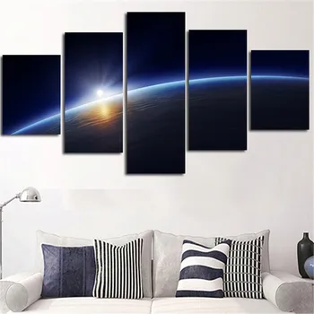 

5 Pieces Earth Milky Way Space Poster HD Prints Planet Pictures Modular Wall Art Canvas Home Wall Art Unframed
