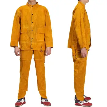 

NEW One Set Leather Welding Strap Trousers & Coat Protective Clothing Apparel Suit Welder Safety Clothing
