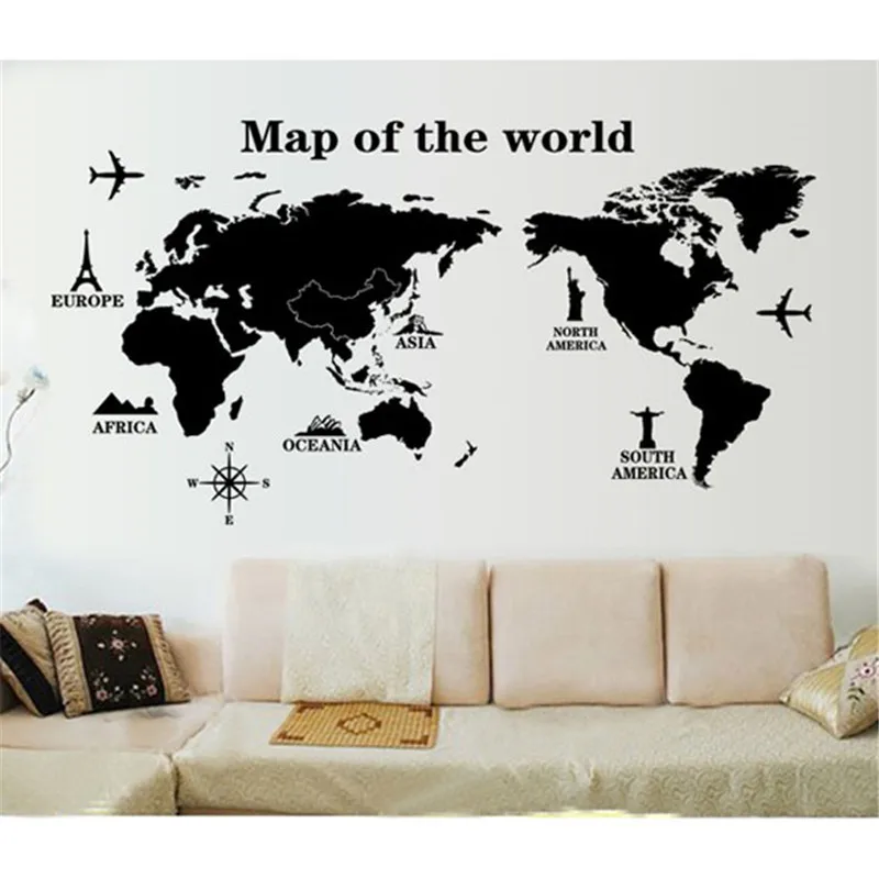 

World Map Wall Stickers Removable PVC Map of the World on the wall Stickers Art Decals Home Decoration World Map Poster