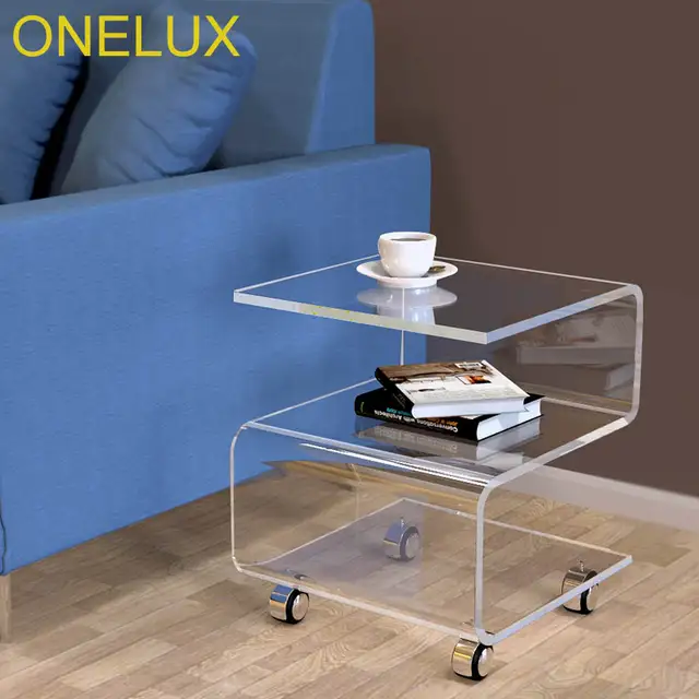 S Shaped Acrylic Side Coffee Table On Wheels Rolling Lucite Coffee Table On Wheels Rolling Lucite
