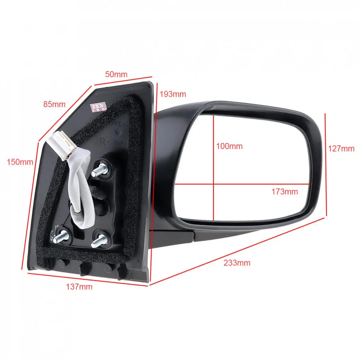 Non Folding 1Piece Car Right Side Mirror Auto Right Hand RH Mirror for