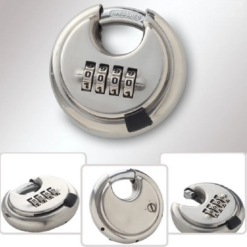 4Digits Disc Padlock Hardened Stainless Steel Combination Security Round Lock | Обустройство дома