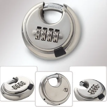 

4Digits Disc Padlock Hardened Stainless Steel Combination Security Round Lock