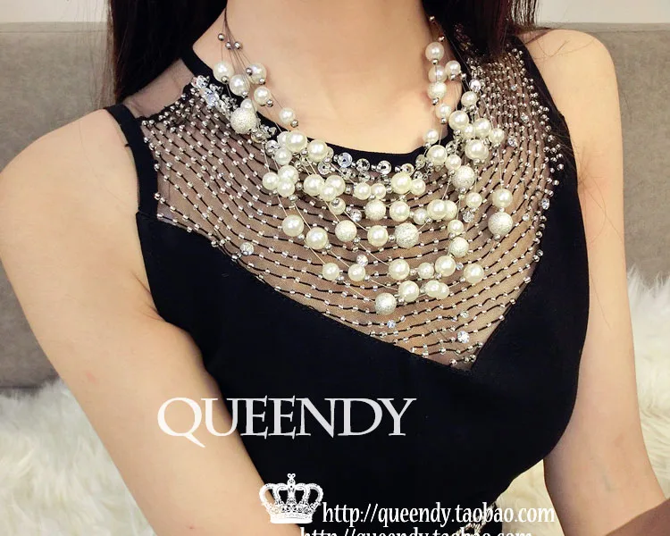 

Fashion Party multilayer pearl necklace Accessories High-end Multilayer Beads Chain Women Simulated Necklace Factory Wholesale