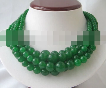 

Jew3115 Wholesale 5 items 18" 6mm-14-6mm Natural green jade necklace