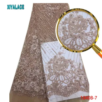 

White African Beads French Tulle Lace Fabric High Quality Dubai Embroidery Lace Nigerian French Cord Lace With Sequin PGC1840B