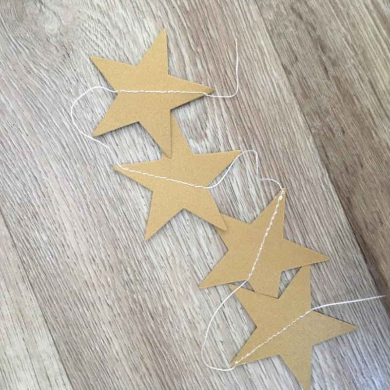 4M Gold Silver Paper Garland Star String Banners Wedding Banner for Party Home Wall Room Hanging Decoration Baby Shower Favors - Цвет: gold