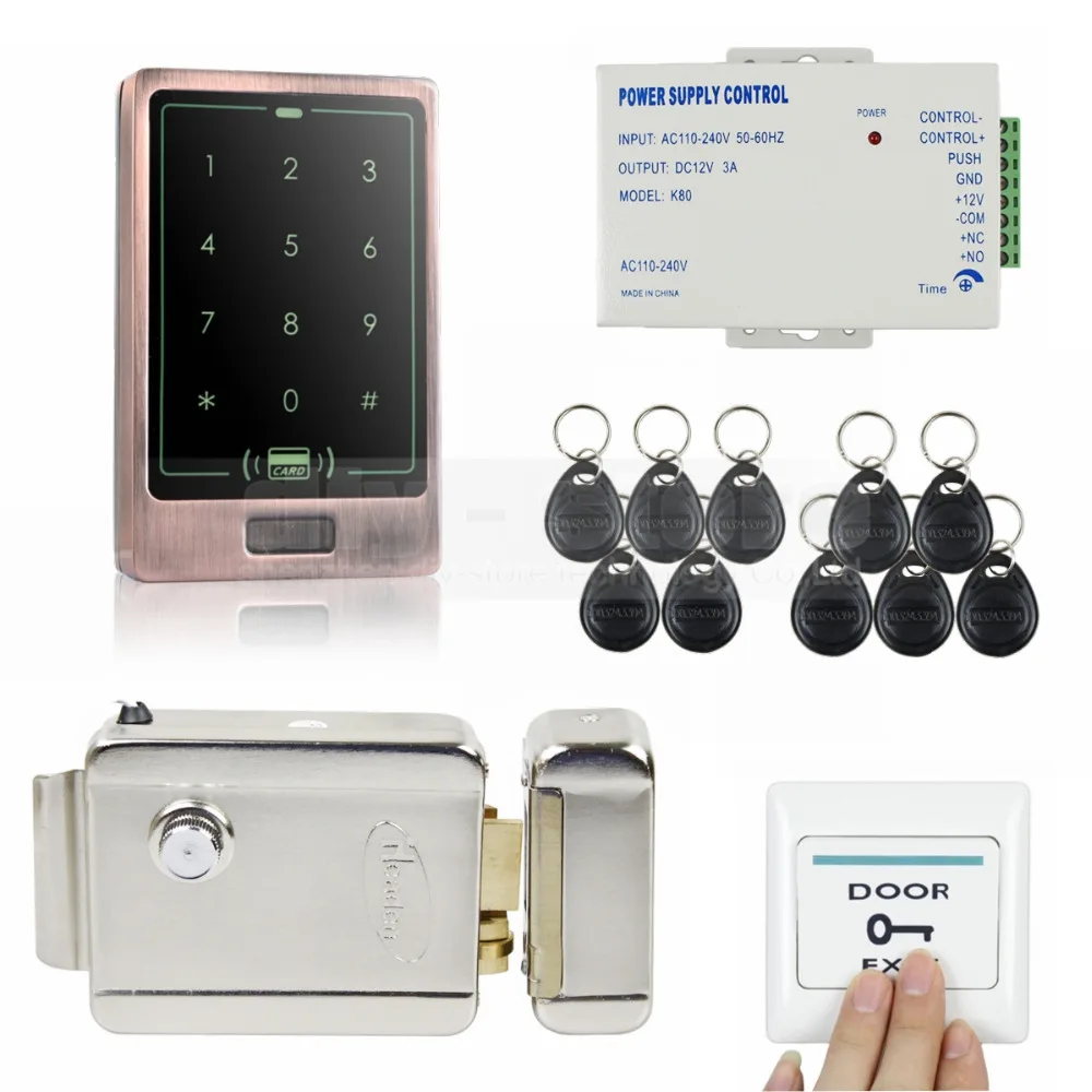 

DIYSECUR 8000 User 125KHz RFID Touch Reader Password Keypad Door Access Control Security System Kit + Electric Lock