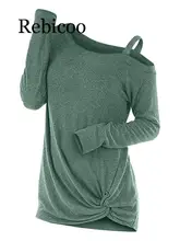 Fashion Knotted Skew Neck Sweater Long Sleeve Cut Out Solid Pullover Sweater Women Clothes One Shoulder Casual Top Fashion Knotted Skew Neck Sweater Long Sleeve Cut Out Solid Pullover Sweater Women Clothes One Shoulder Casual Top