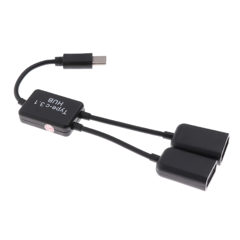 Dovewill USB 3.1 Type C Male to Female Dual USB 2.0  2 in 1 OTG HUB Adapter Cable