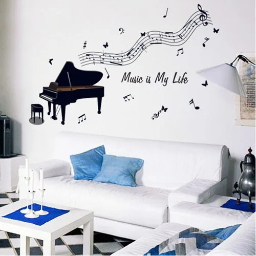 [Fundecor] diy home decor removbale piano notes music room art wall sticker pvc decals vinilos pegatinas de pared | Дом и сад
