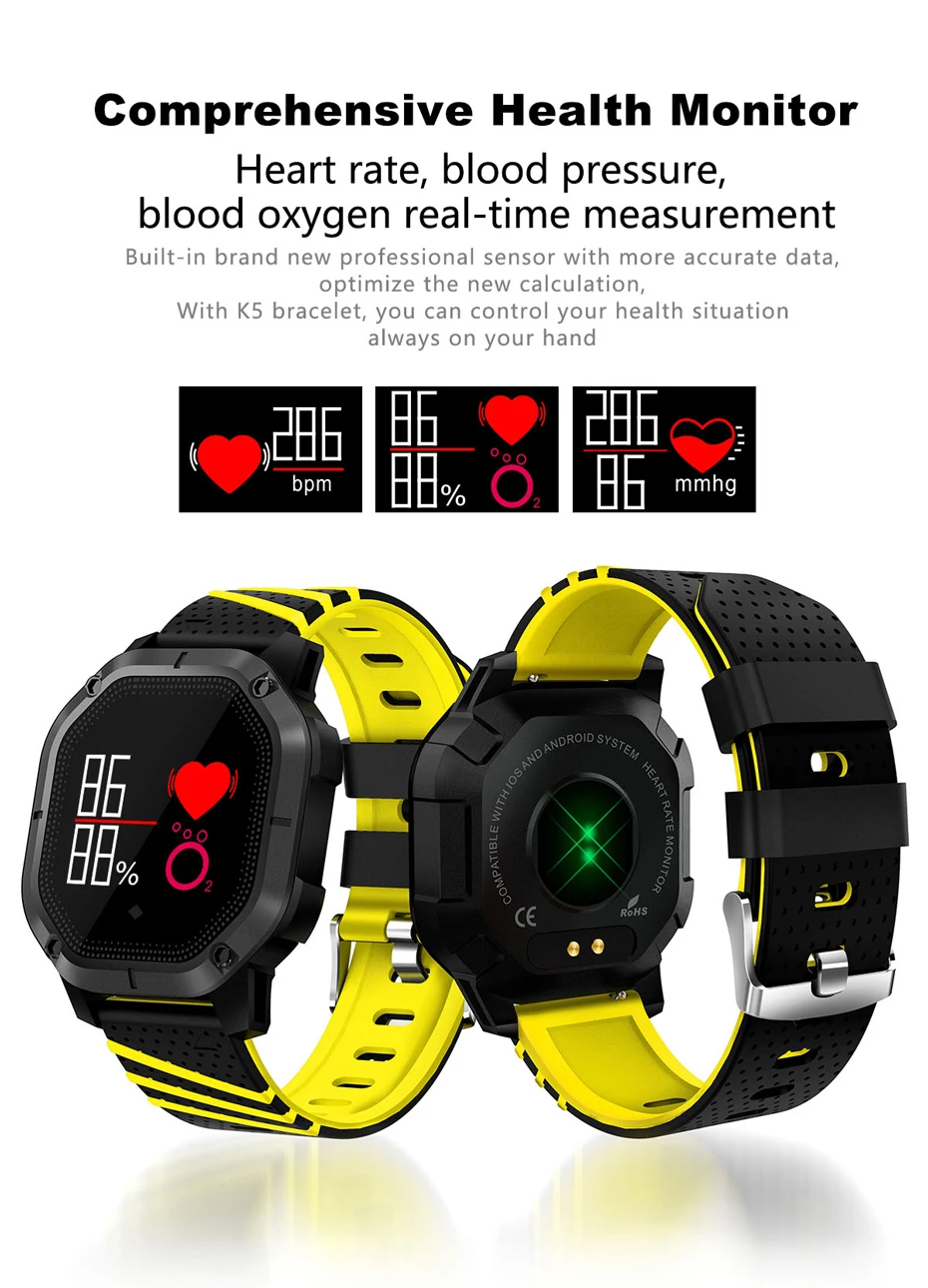 COLMI K5 Smart watch IP68 Waterproof Multiple Sports Modes Cycling Swimming Heart Rate Monitor Blood oxygen Blood pressure Clock 8
