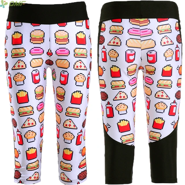 Strawberrys Print Pocket Women Capri Pants Bananas Print Novelty Summer