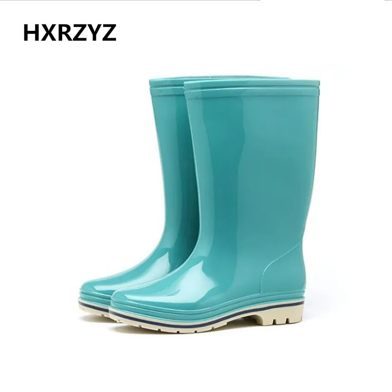 HXRZYZ Fashion ladies rain boots long tube rain shoes non slip