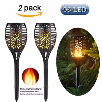 

2Pcs New Solar Flame Flickering Lawn Lamp Led Torch Light Realistic Dancing Flame Light Waterproof Outdoor Garden Decor Lamp Hot