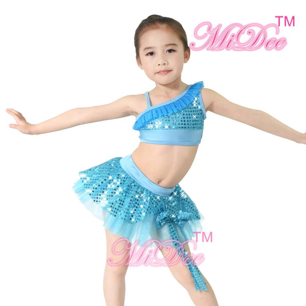 

MiDee Sequins Dance Costume 2 Pieces Stage Performance Costumes Lyrical Dance Costume Dress Girls Gymnastics Dresses