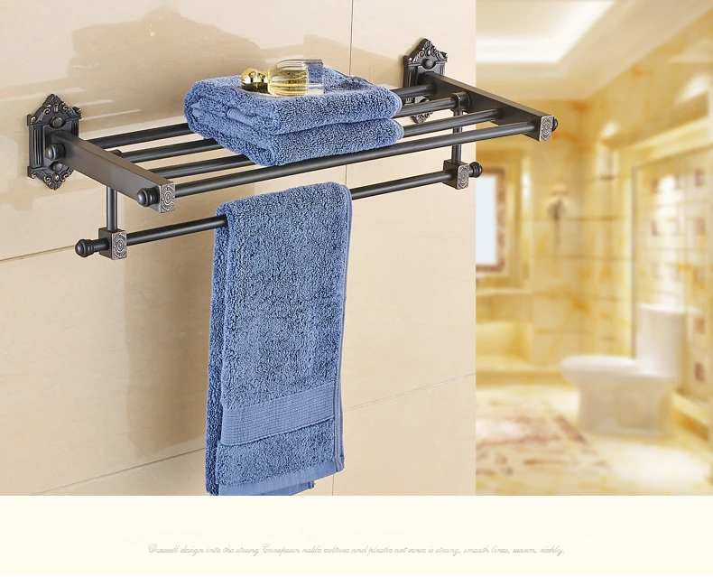 Весь античная латунь стеллаж для полотенец Полка для полотенец для ванной вешалка для полотенец в ванную под старину двойная рейка для