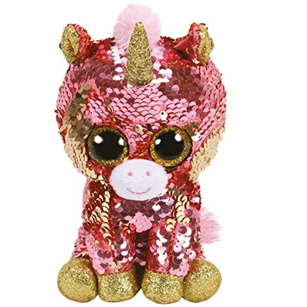 

6" TY Beanie Boo's Flippables Sunset Coral The Unicorn 15cm Big Eye Plush Stuffed Animal Collectible Toy Christmas Gift For Kids