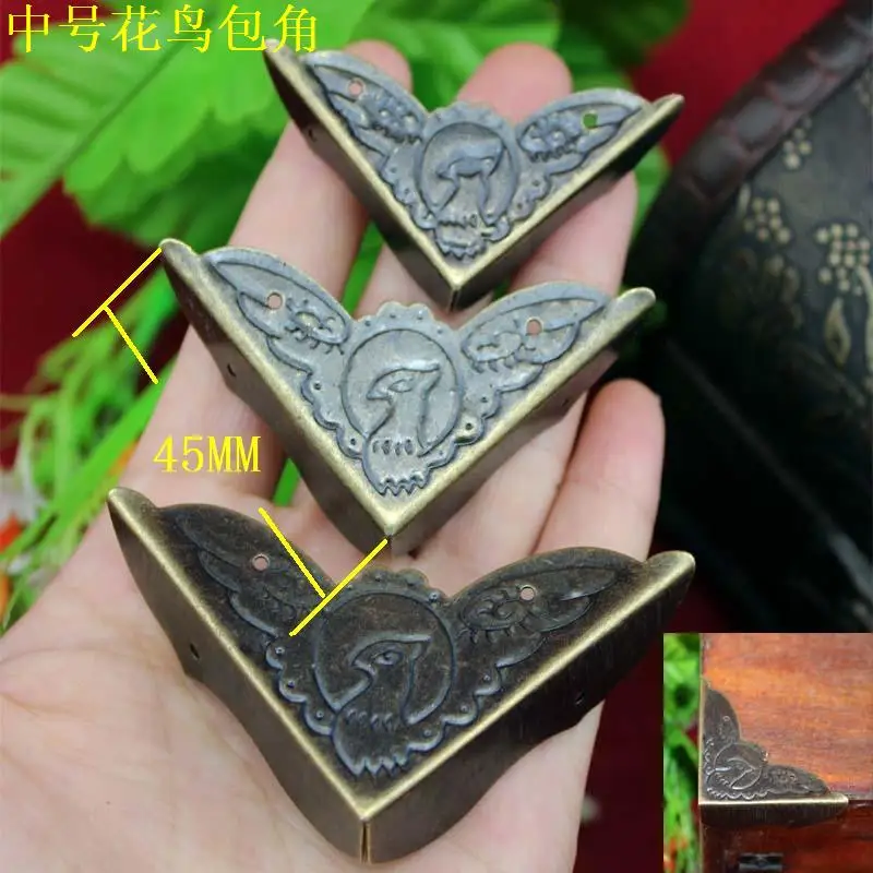 45MM Packaging corners Antique Hardware Bird retro corners Wooden Box