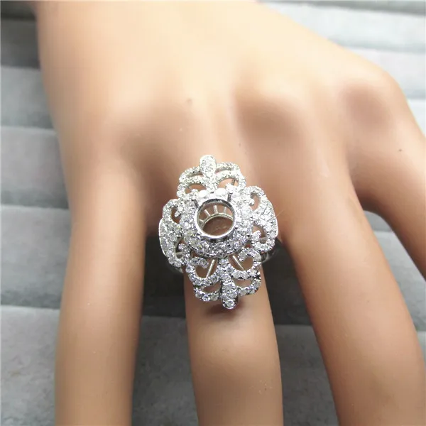 

SOLID 14K WHITE GOLD 8MM ROUND CUT 0.89CT DIAMOND SEMI MOUNT ENGAGEMENT RING