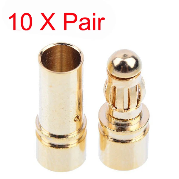 Wholesale 10x 3 5mm Gold Bullet Banana Plug Connector RC ESC Battery Motor Connector