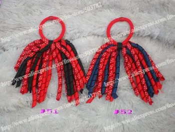 

free shipping 200pcs korker ponytail holders streamer to solid ribbon hair bows fashion hair bows mix color girl hair bows