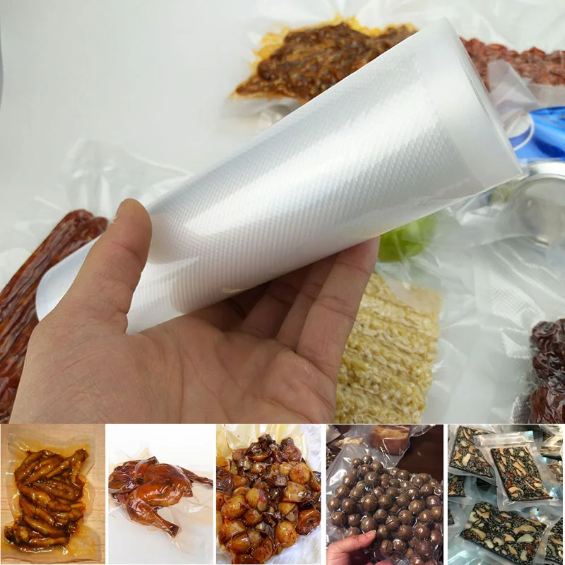 

1 Roll Food Vacuum Fresh-keeping Bags Packaging Machine Available Thread Embossed Plastic Freshness Protection Package Bag
