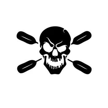 

12.5*8CM Canoe Paddle Personality Skull Car Decals Fashion Reflective Vinyl Stickers Black/Silver C7-0387