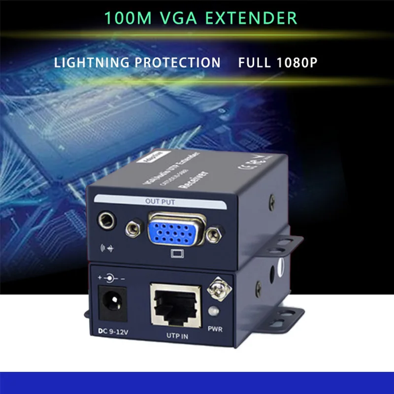 1080P 100 м VGA Видео аудио удлинитель HDMI повторитель по Cat6 Cat7 Ethernet кабели RJ45