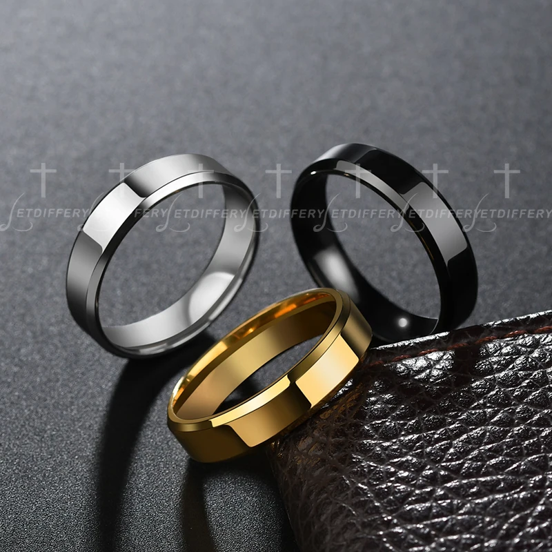 6mm Simple Stainless Steel Men Women Ring Gold Color Size 5-13 gold color rings,stainless steel ring,finger ring,gold color ring,adjustable rings