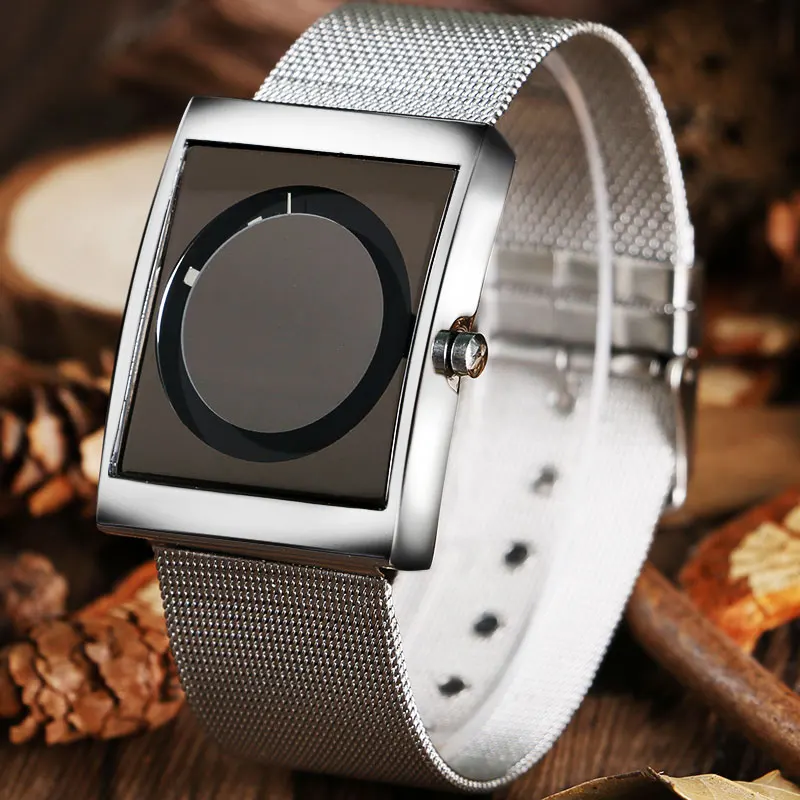 

Brand Paidu Watch Fashion Rectangle Watches Men Silver Stainless Steel Mesh Bracelet Quartz Watch Mens Watches reloj hombre 2019