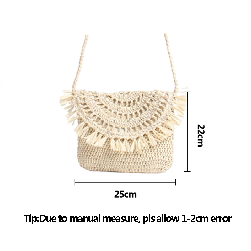 New Women Beach Tassel Straw Bags INS Popular Summer Female Handbag Fashion Lady Woven Shoulder Bag Casual Knit Crossbody SS3286 (10)