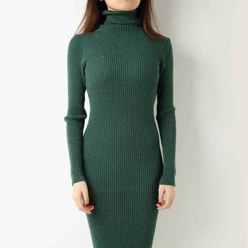 Облегающее трикотажное платье-свитер в рубчик на осень и зиму, эластичное платье с люрексом, женские сексуальные платья для вечеринок, Клубное платье - Цвет: Green Lurex