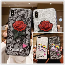 case for iPhone 8 X 7 XS Xr 6 6S Plus Max Se 5 5S protection cover coque Smile 3D unicorn Lace rose Flower PC Black frame Hoseje case for iPhone 8 X 7 XS Xr 6 6S Plus Max Se 5 5S protection cover coque Smile 3D unicorn Lace rose Flower PC Black frame Hoseje