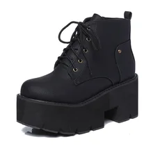 LTARTA/женские ботинки; цвет черный, коричневый; зимние Ботинки martin на платформе и толстом каблуке; толстый пояс на высоком каблуке; JXQ-7693 на шнуровке