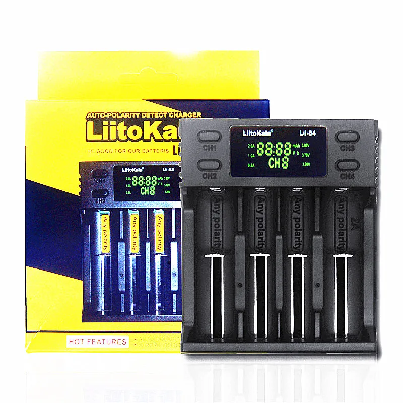 

LiitoKala Lii-S4 lii-S2 Lii-S1 LCD Charger 3.7V 18650 18350 18500 16340 21700 20700B 20700 14500 26650 1.2V AA AAA Smart Charger