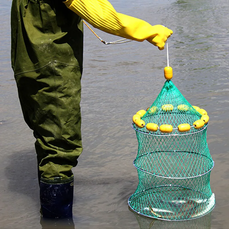 

Portable Fishing Net Foldable Fish Network Casting Nets Crayfish Shrimp Catcher Tank With flotative Balls Sea Fishing Mesh Cage