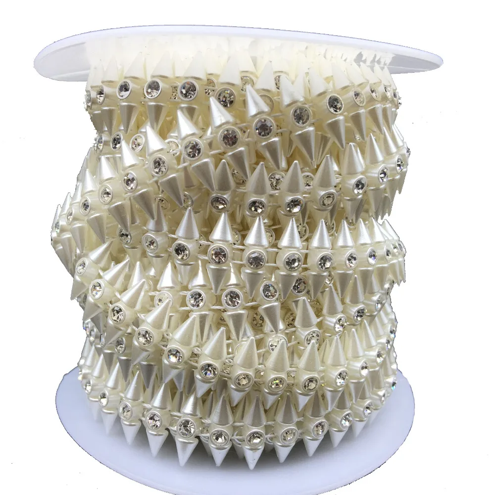 1 yards Ivory Acrylic Pearls with diamond Rhinestone Spool Roll Garland Christmas New Year Home Wedding Party Decoration DDZL05 | Дом и сад