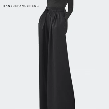 

Pantalon Women Wide Leg Pants High Waist Plus Size Belted Trousers Casual Long Female Zip Palazzo Pants Loose Bottoms