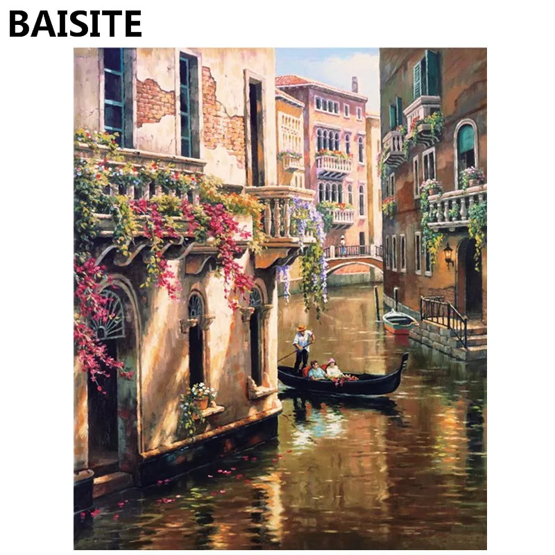 

BAISITE Frameless DIY Oil Painting Pictures By Numbers On Canvas Wall Pictures Wall Art For Living Room Home Decoration 945