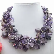 Отлично Фиолетовый Чароит и фиолетовый кристалл Цепочки и ожерелья