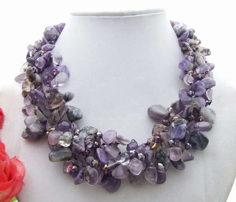 

Excellent Purple Charoite&purple Crystal Necklace