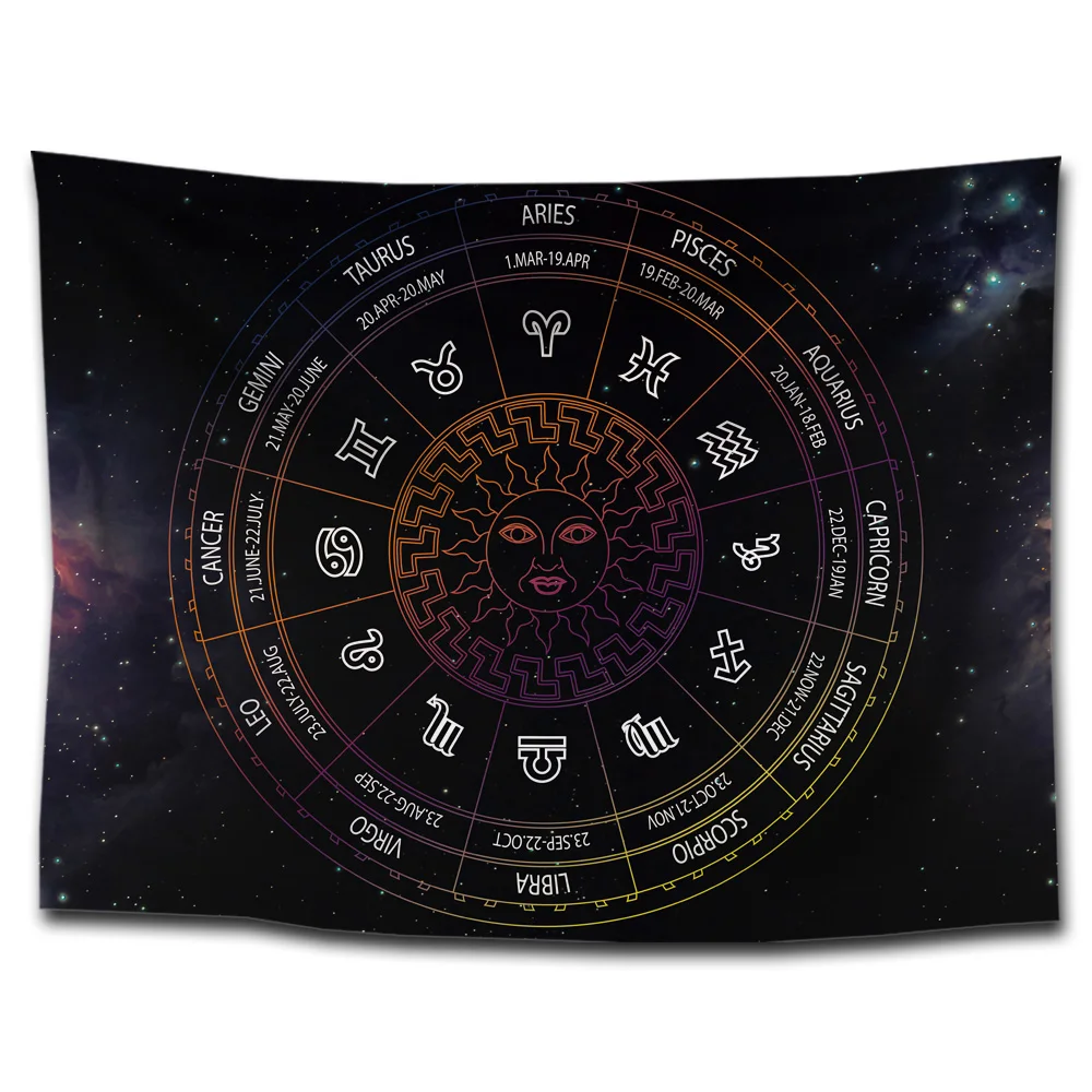 

Hippie psychedelic tapestry spiritual esoteric astrology horoscope wall hanging carpet decorative tapestries tarot tapestry